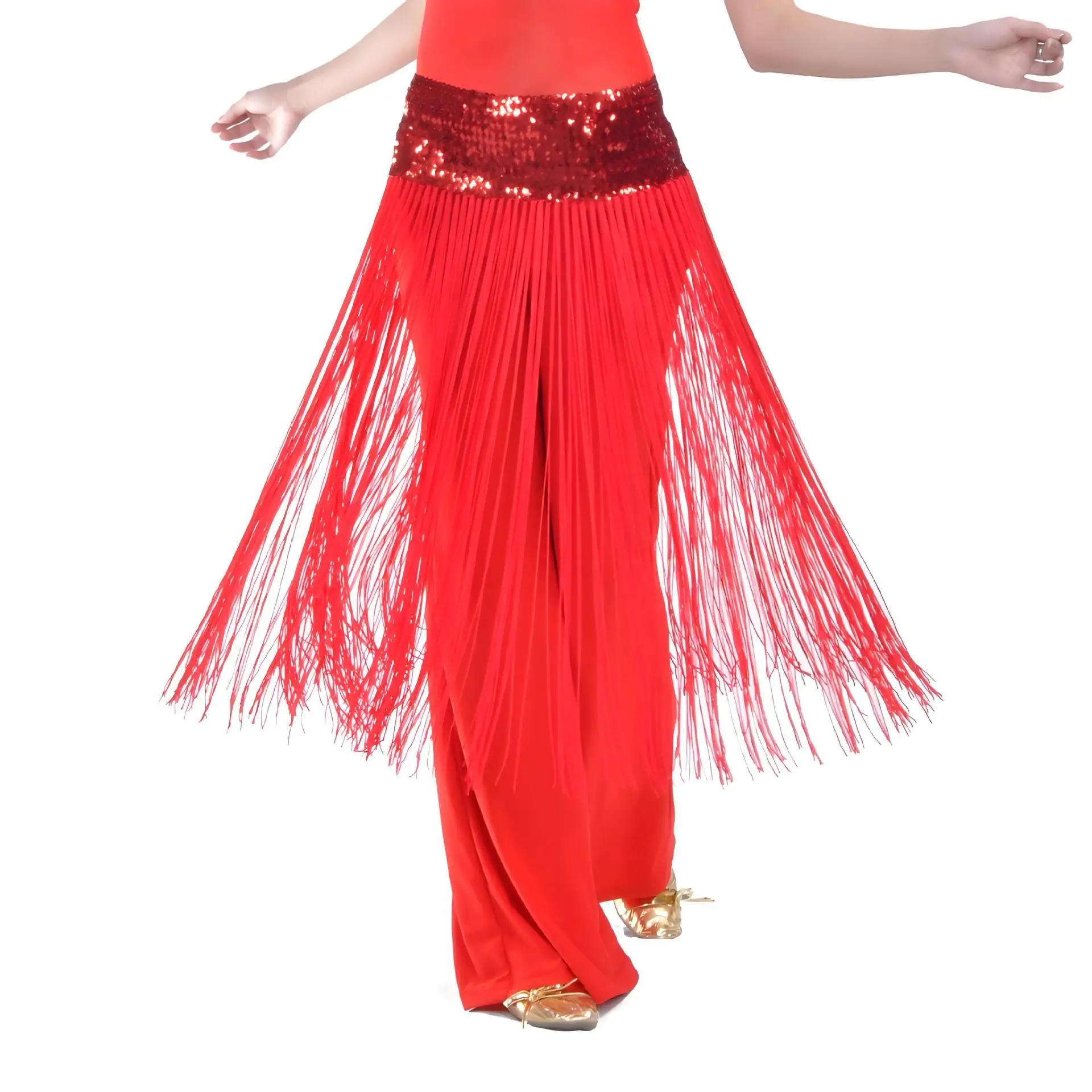 Sciarpe per fianchi di danza del ventre con catena lunga in nappa elastica con paillettes Accessori per la vita di danza del ventre per le donne Spettacolo teatrale