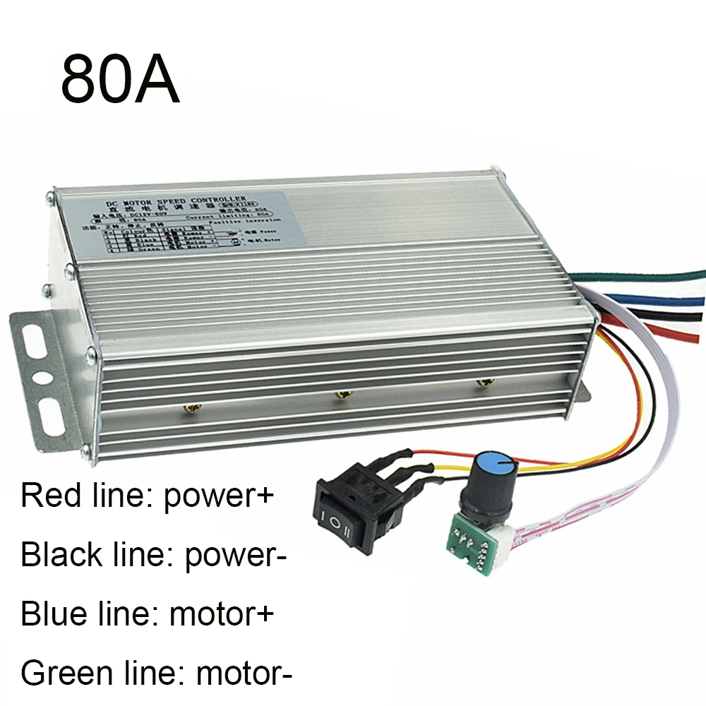 DC10-36V Motor Speed Controller Forward and Reverse 0-100% Motor Speed Adjustable Regulator 80A DC Brush Motor Speed Governor