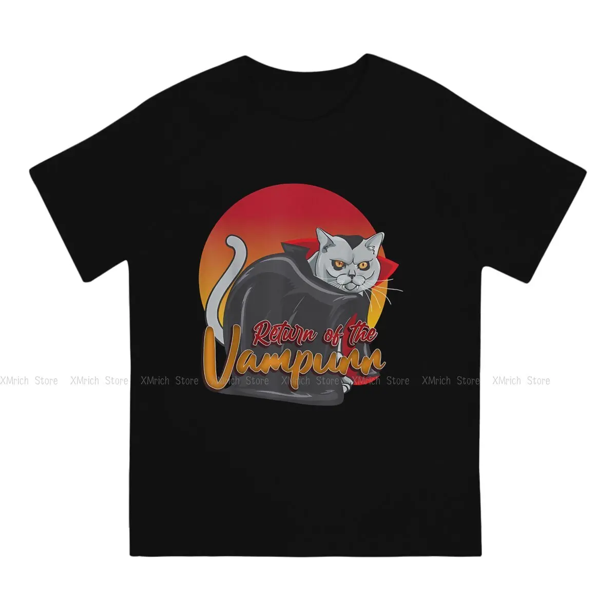 Halloween  Return Of The Vampurr Cat Vampire T-Shirts Men The Return Of Vampurr Vintage 100% Cotton Tees Crew Neck Short Sleeve