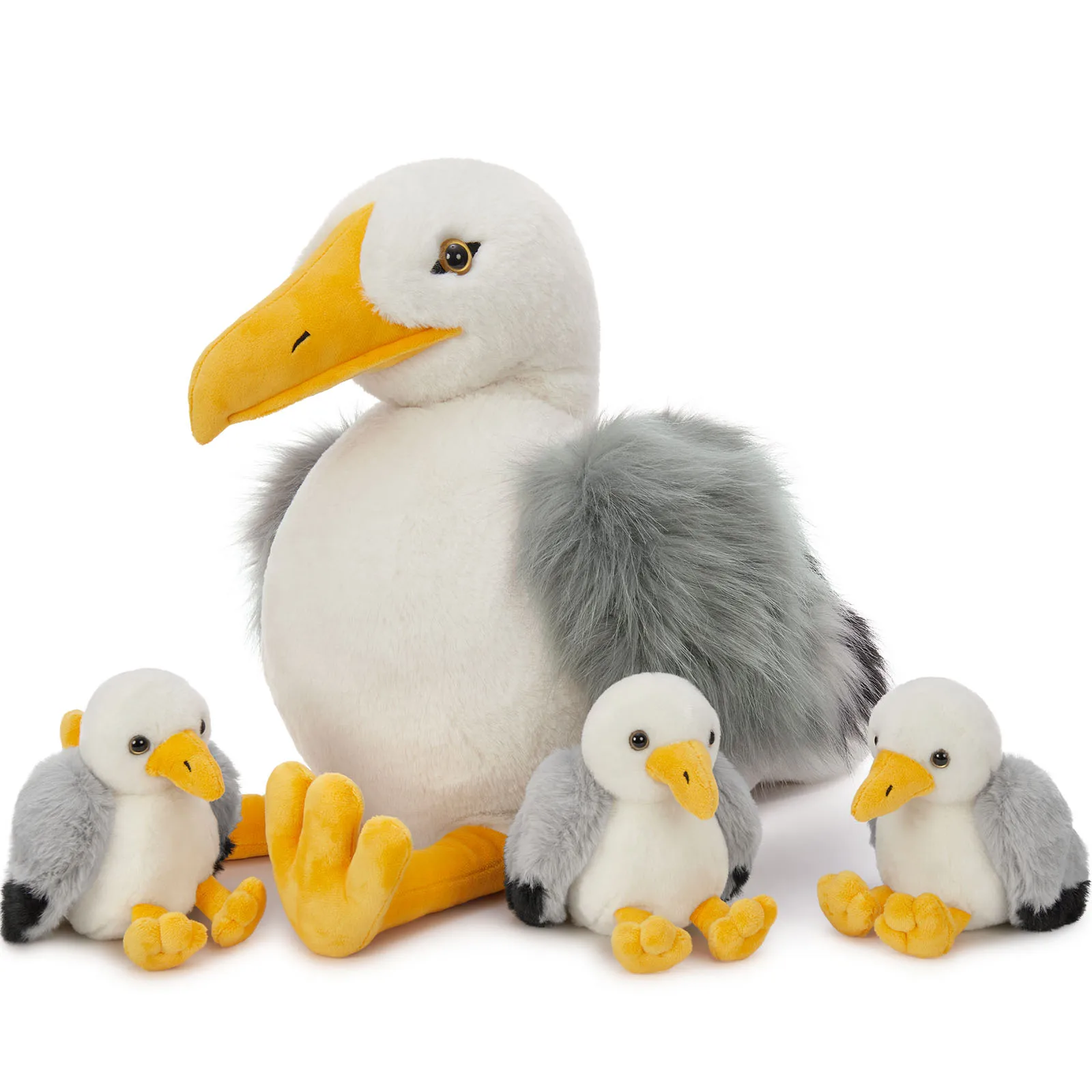 

MaoGoLan 4Pcs Big Seagull Stuffed Animal with Babies Inside,17.7" Mama Seagull Plush with Three Adorable Baby Seagull Plushies