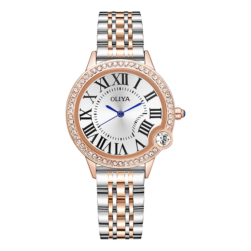 Imagem -02 - Diamante Relógio Feminino Brilhante à Prova Impermeável Água Quartzo Movimento Pulseira de Couro Sereia Lágrimas Luz Moda Luxo Relógio Feminino Novo