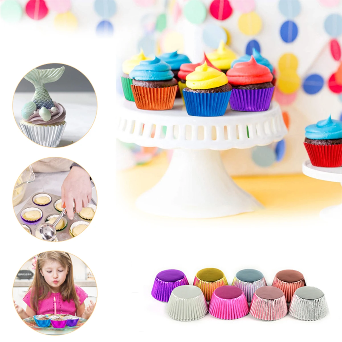 

100pcs PVC Tube Baking Paper Tray Muffin Cake Paper Cups Thickened Aluminum Foil Oil-proof Cake Paper Tray