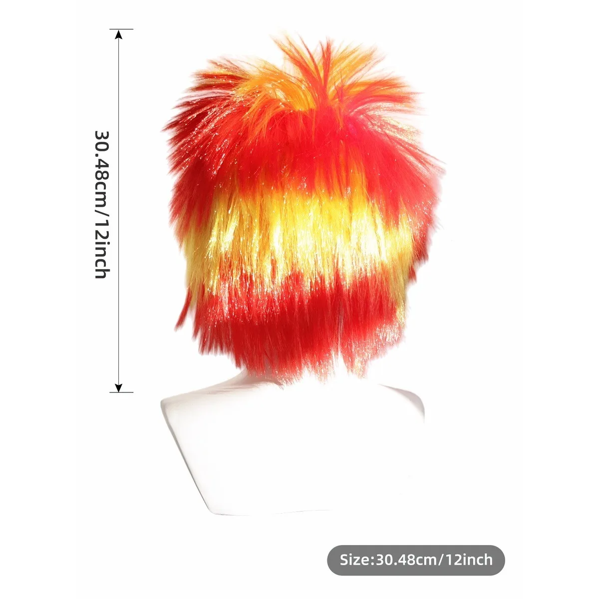 Anxin Brand Synthetic Fiber Wigs: Yellow and Red Spanish National Team Football Party Wigs, Cheerleading Fan Colorful Hair Wigs, with Smooth and Shiny Hair Strands, Suitable for Various Events - view 2
