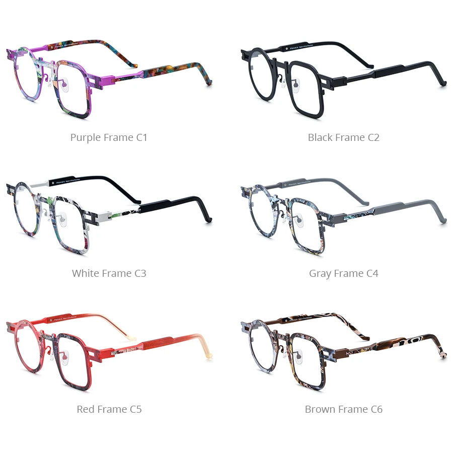 FONEX Progressive Prescription Glasses Photochromic Myopia Optical Lens Eyewear Women Round Square Eyeglasses Titanium Frame 924