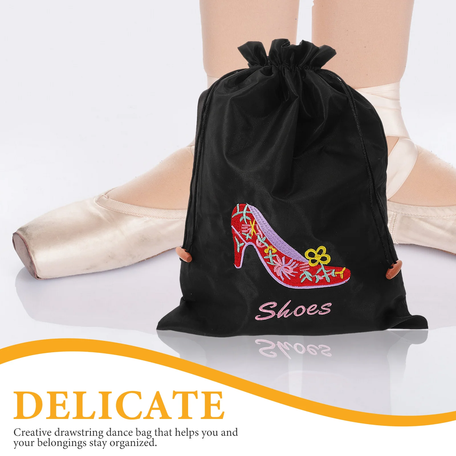 Drawstring Ballet Bag Spacious Compartment for Shoe Storage Lightweight Wear-Resistant Dance Shoe Carrying Solution