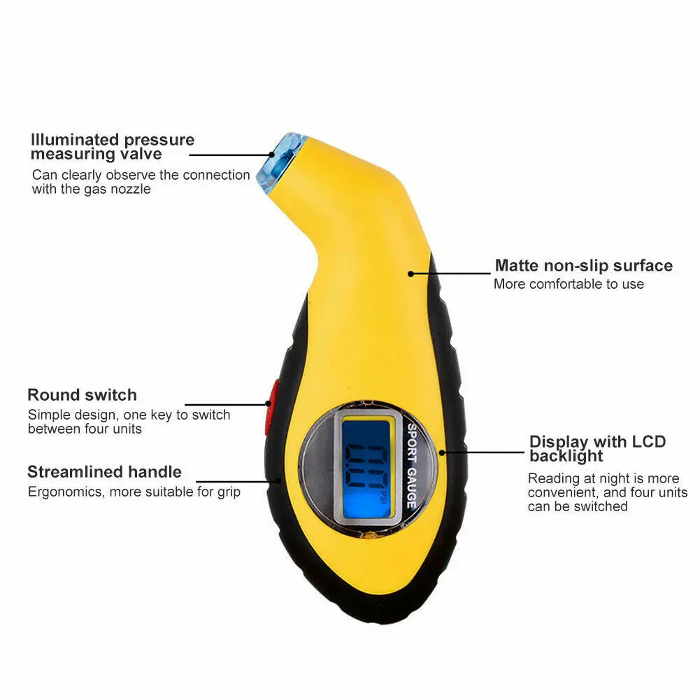 High-precision Digital Car Tire Tyre Air Pressure Gauge Meter LCD Display Manometer Barometers for Car Truck