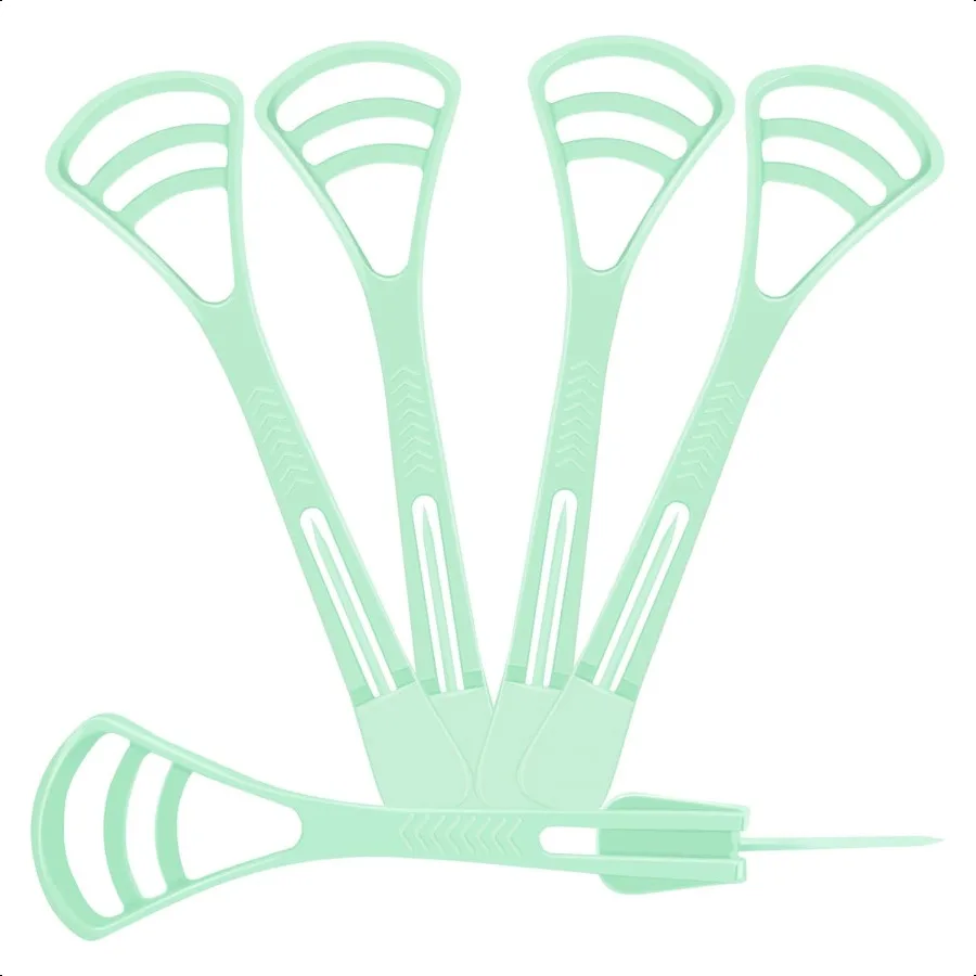 

100 Counts Disposable Tongue Scraper with Dental Picks Plastic Tongue Scrubber BPA Free Tongue Cleaner Scrapers Reduce Bad Brea