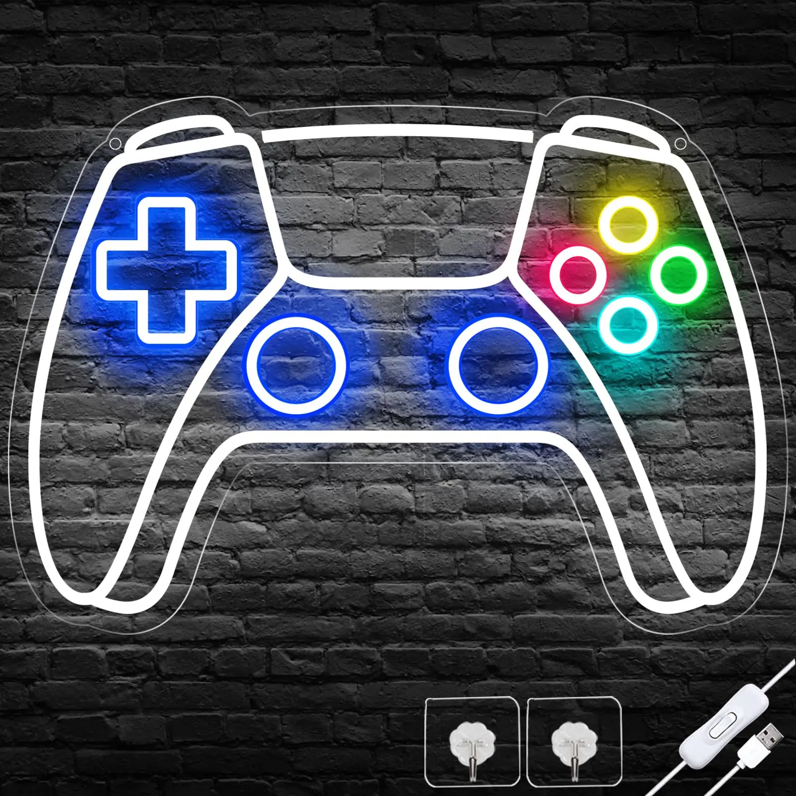 Gamepad Shaped LED Neon Sign for Gamer Room Decor, Gaming Neon Sign for Boys Room Wall Decor,  USB Powered Gamer Gifts for Teens