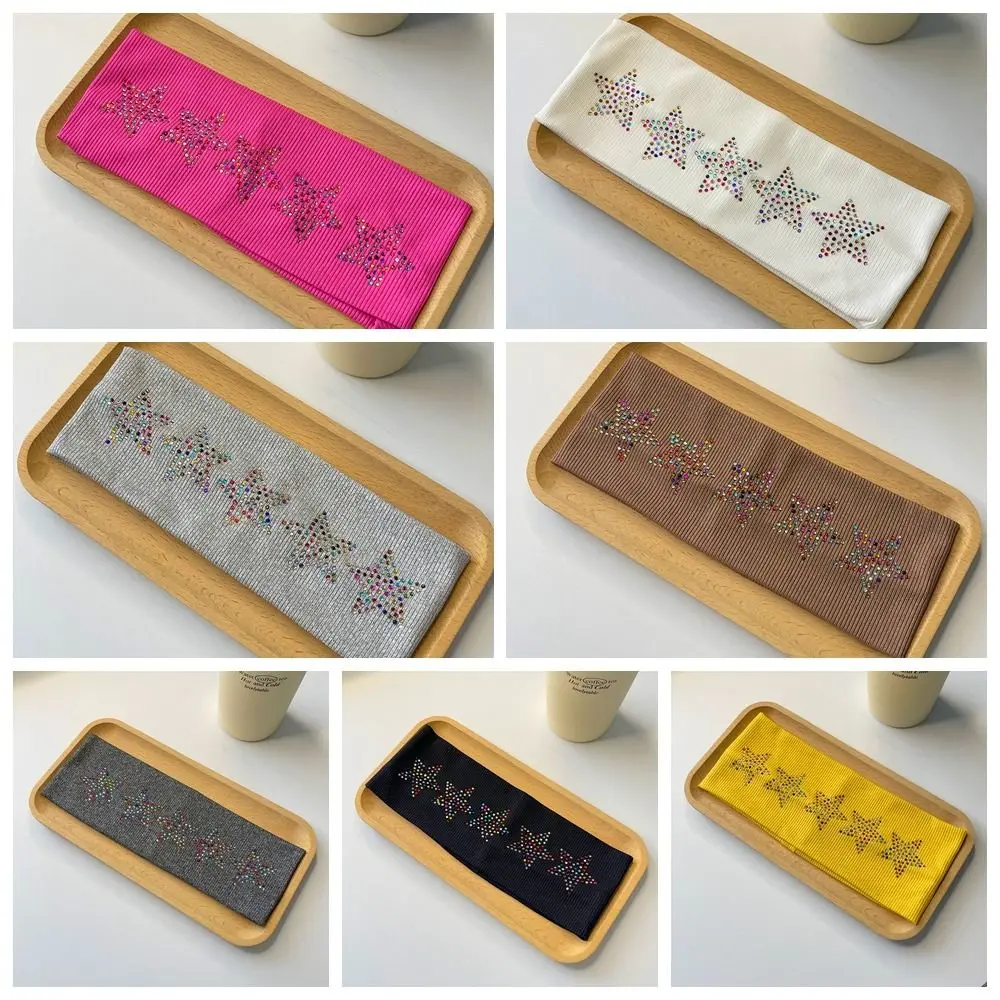 عارضة لون نقي حجر الراين نجمة عقال لينة تنفس مطاطا عقال امتصاص العرق غسل الوجه الرياضة هيرباند اليوغا