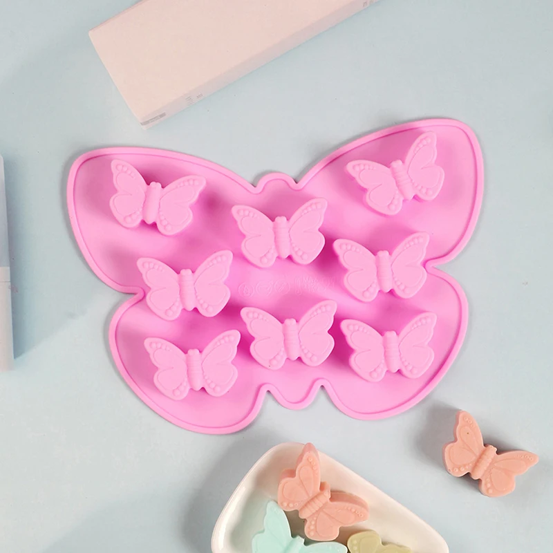 8 Butterfly Cake Mold Silicone Chocolate Candy Baking Molds Butterfly Shape Ice Cube Tray For Baking Cake Soap Bread Muffin Mold