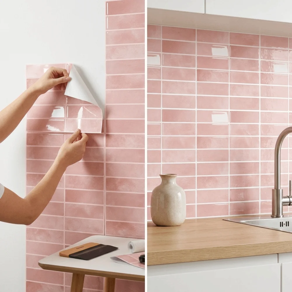 Strong Adhesive 3D Tile Stickers Three-Dimensional Layered Stain-Resistant DIY Backsplash Tiles Classic Neutral Styles