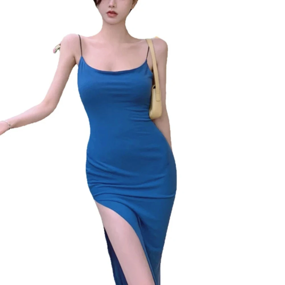 

Sexy Spice Girl Women Halter Split Slim Hip Package Long Dress Sleeveless Bodycon Female 2024 Summer Lady Vest Party Dress