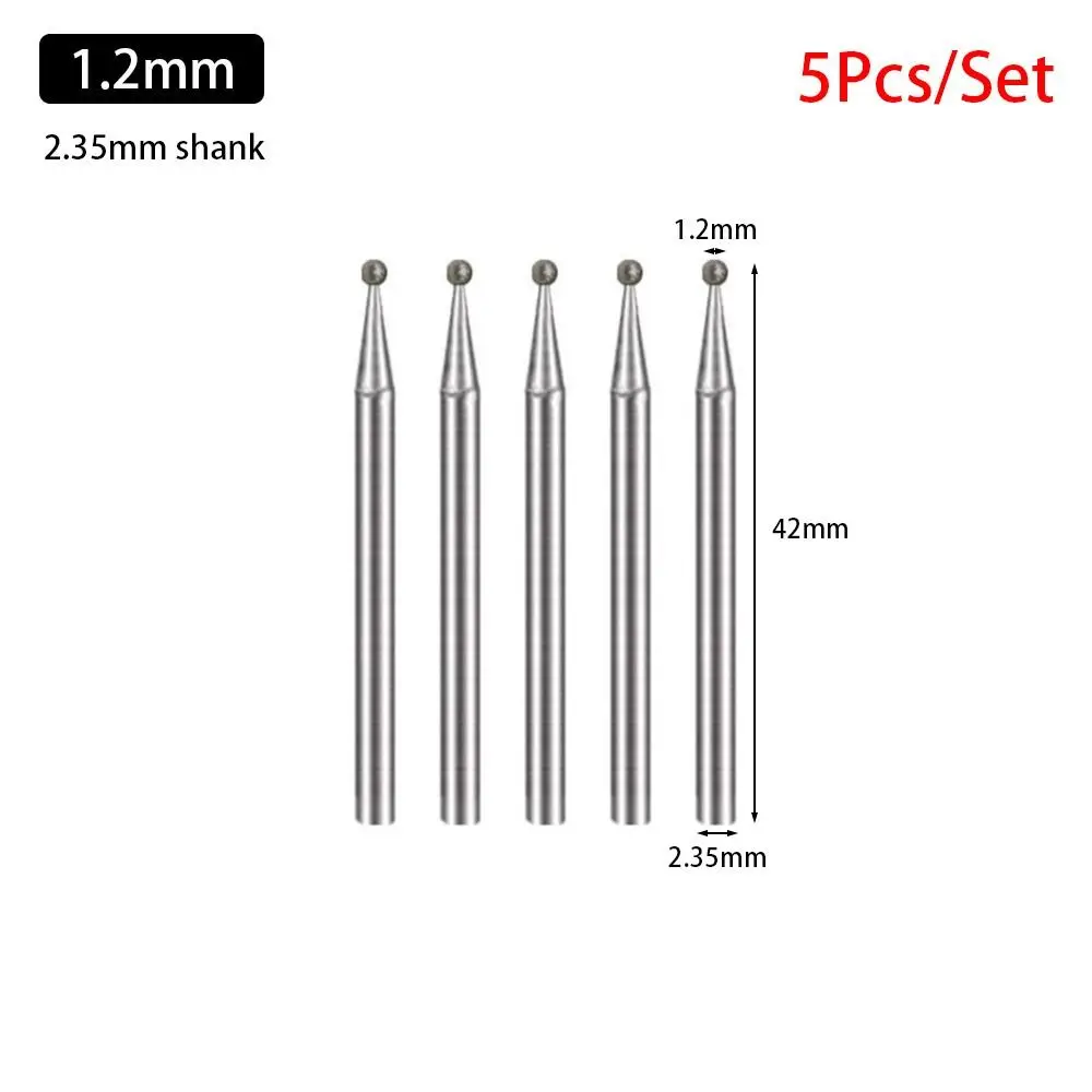 

5Pcs Carve Precision Diamond Grinding Head 0.5mm-8mm 2.35mm Shank Electric Grinder Parts Round Carving Tool