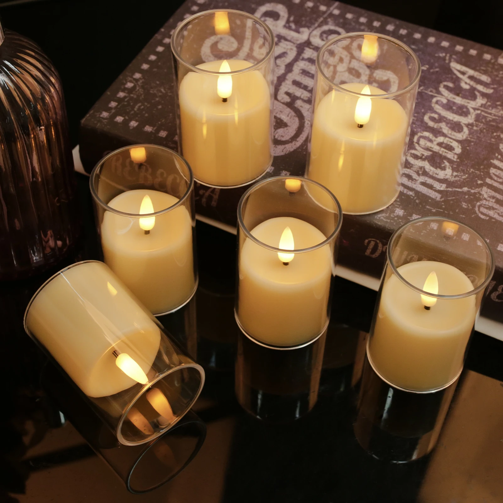 6/12/24Pcs Led Flameless Electric Candles Lamp Acrylic Glass Battery Flickering Fake Tealight Candle Bulk For Wedding Christmas image 4