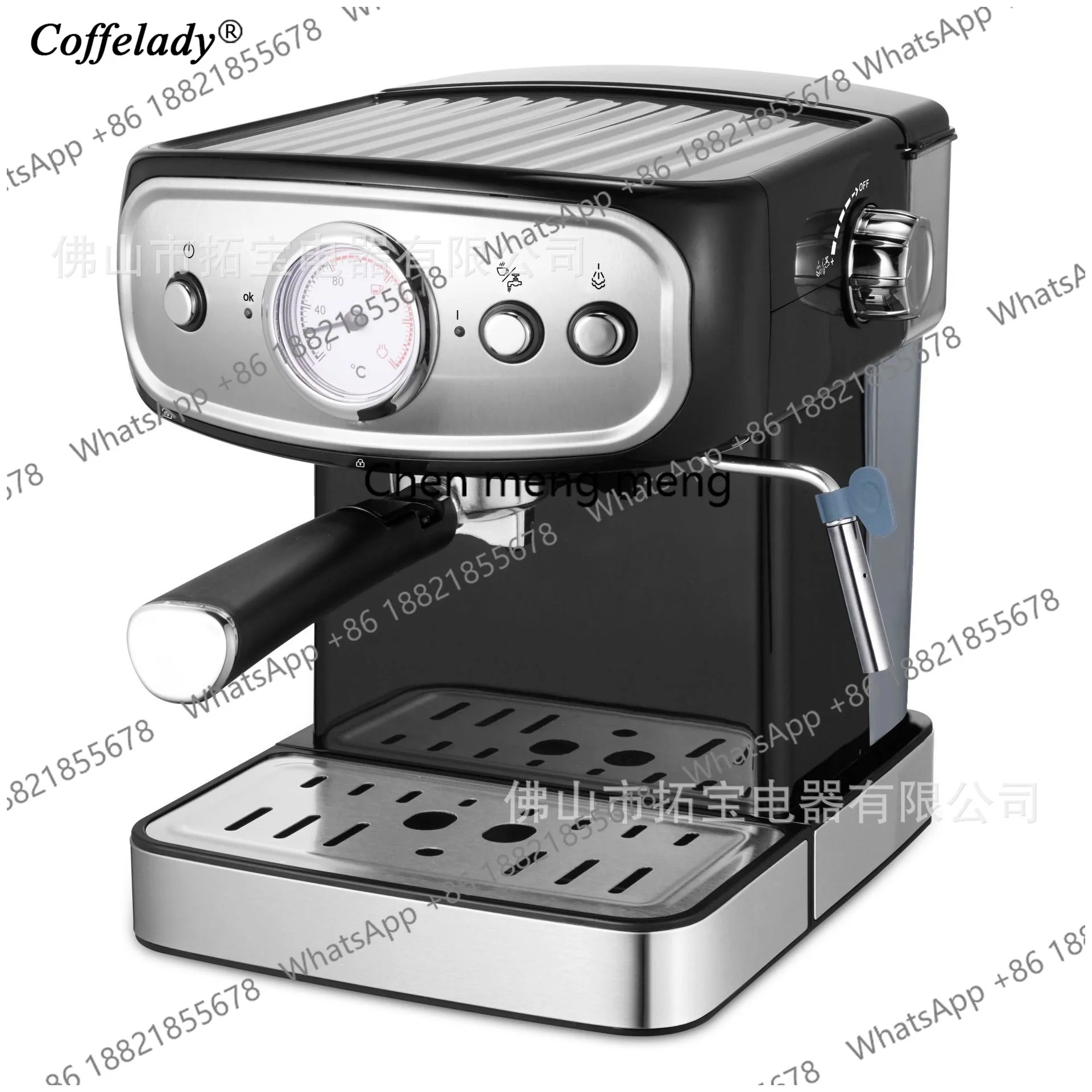 

Coffe espresso machine with pressure gauge button to operate pump presso machine