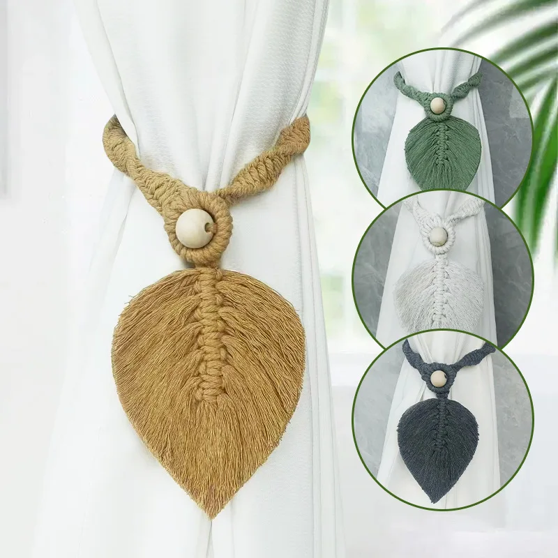 4PCS/lot Leaf shape Curtain Straps Tieback Room Accessories Curtain Buckle Holder Rope Handmade Home Decoration