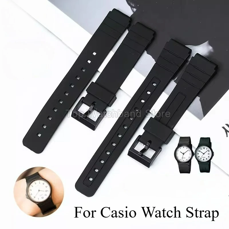 High Quality Resin Rubber Watch Strap for Casio MQ-24/58/71/76 MW-59 Classic Black Watch Strap Accessories Black 16mm