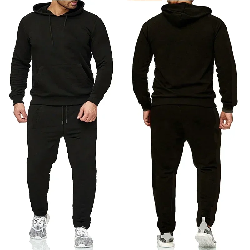 

Unisex Basic 2Pcs/Sets Sweatshirt Hoodies Pants 2023 Male Gyms Fitness Tops Joggers Men Women Sportswear Tracksuits