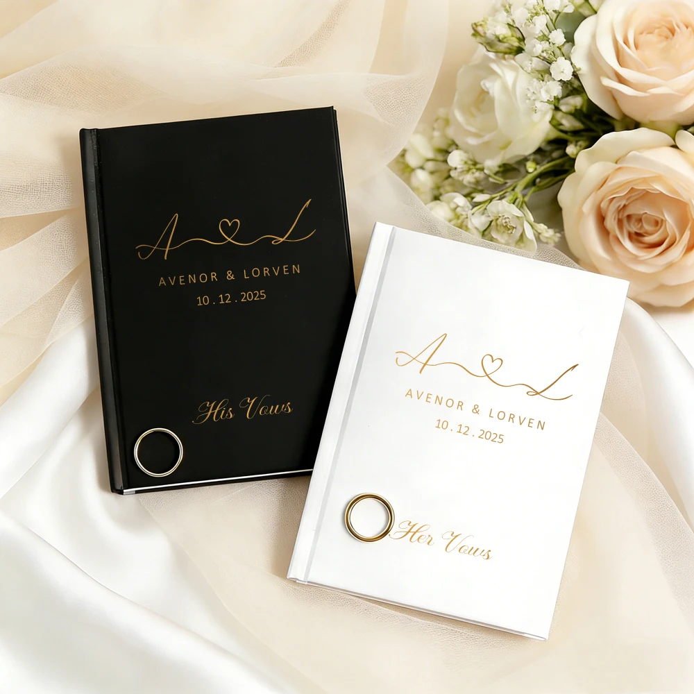 Personalized Wedding Vow Books with Gilded Edge,for Booklets for Bride and Groom,Engagement,Couples Books,Luxury Speech Notebook