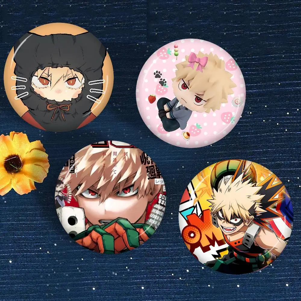 Katsuki Bakugo 32/44/58mm Handmade Pin Round Funny Snap-in Brooches for Backpack Cothes Accessories Badge Hat Decoration