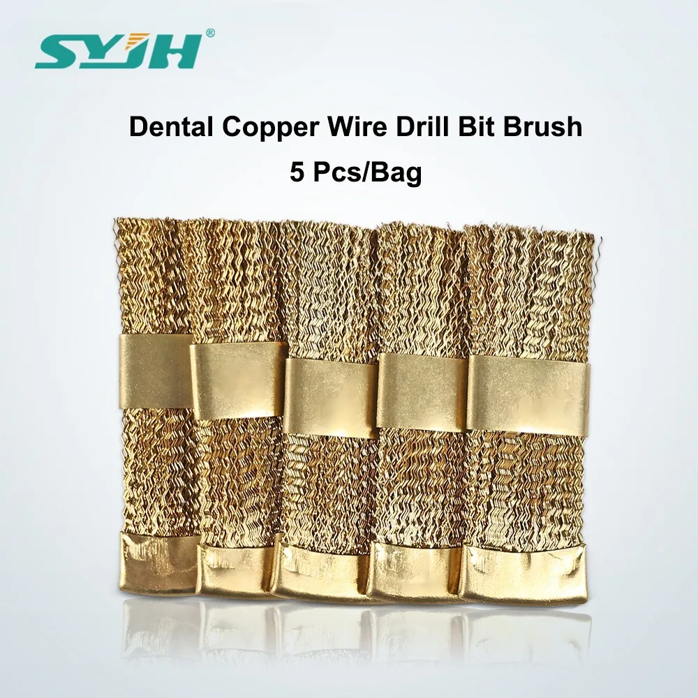 SYJH 5PCS Dental Copper Brush Brass Wire Bristles Clean Burs Whitening Instrument Material Tools for Dentistry Clinic Equipment