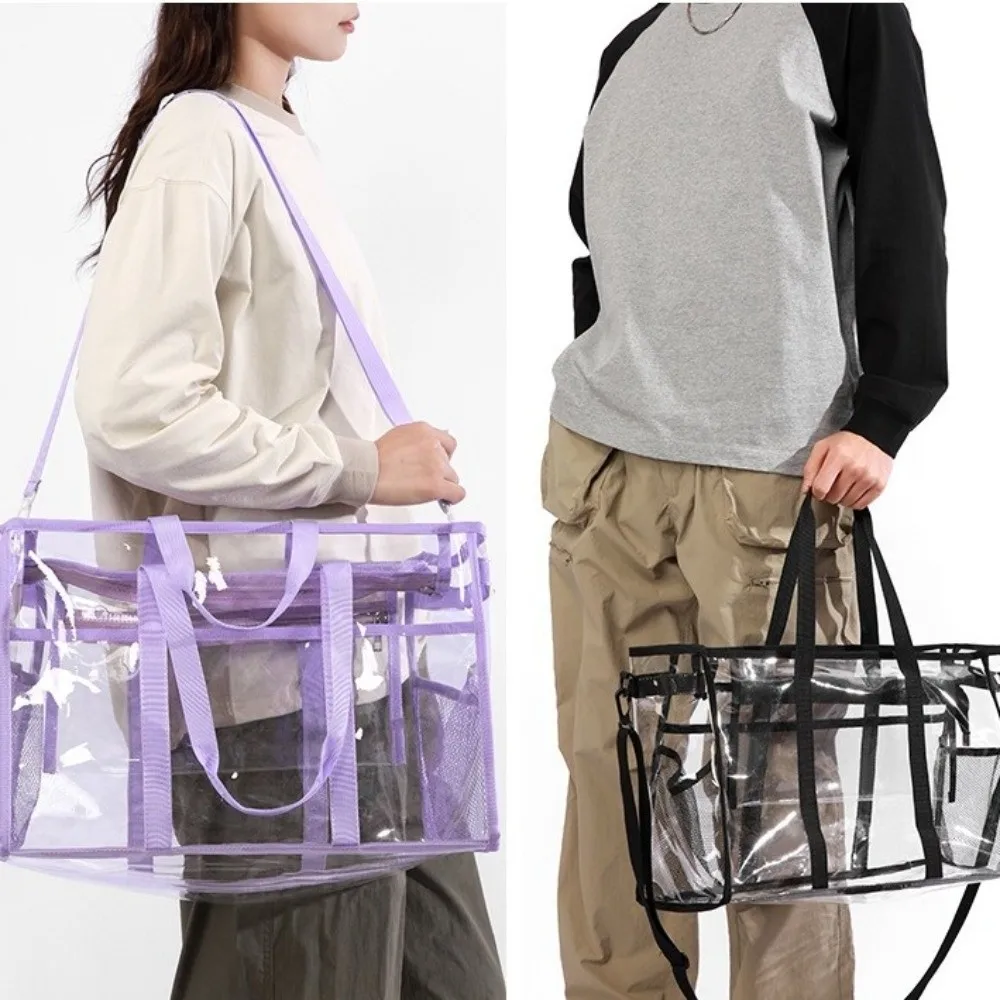 

Large Capacity Transparent Crossbody Bag PVC Lightweight Washing Storage Bag Waterproof Oversized Toiletries Handbag