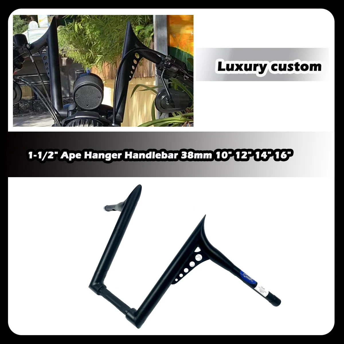 

ZDQ Custom Motorcycle 1-1/2" Ape Hanger Handlebar 38mm for Harley Sportster XL883 Dyna Softtail Street Bob LOW Rider