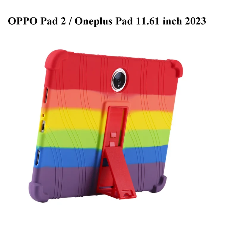 

For OPPO Pad 3 12.1 2025 Pad 2 11.61 Air 2 Case For Realme Pad 2 Lite 10.4 Mini 8.7 X Kids Soft Silicone Adjustable Stand Case