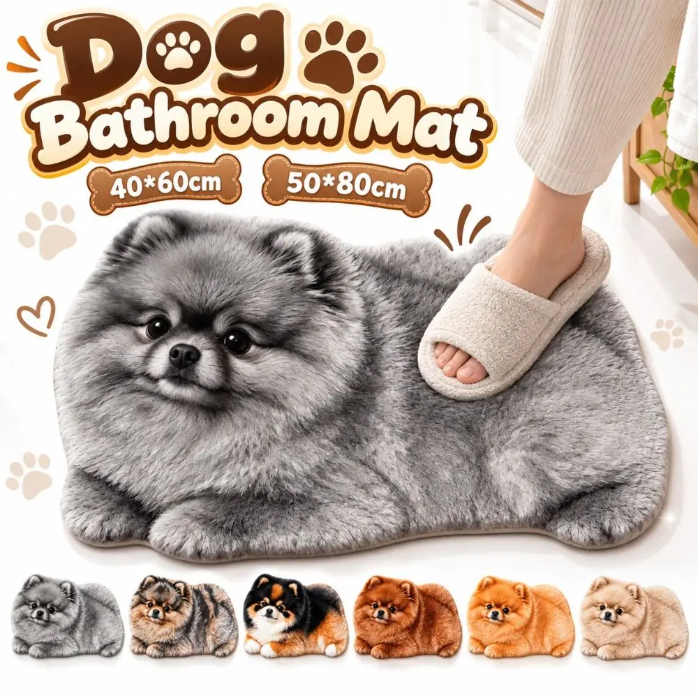 Diatomaceous Earth Realistic Pomeranian Floor Mat Water-absorbing Washable Bathroom Carpet 40×60CM 50×80CM Non-slip
