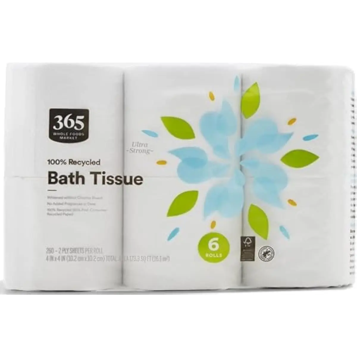 365 by Whole Foods Market, 100% Recycled Bath Tissue, Ultra-Strong, 260 Sheets per Roll, 6 Count