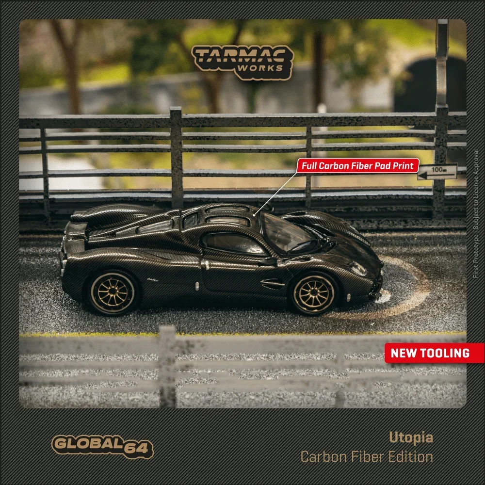 

Tarmac Works1:64 Utopia Carbon Fiber Edition Diecast Diorama Car Model Collection Miniature Toys