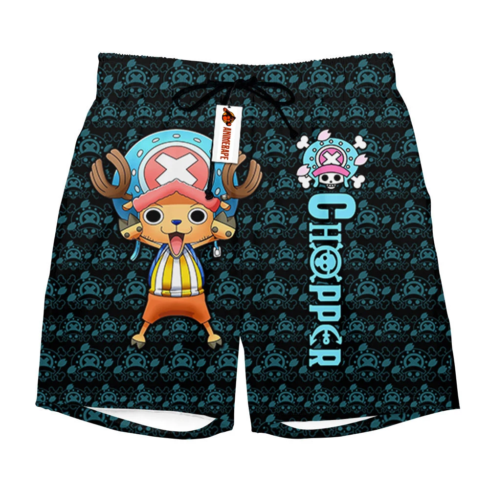 2026 New One Piece Tony Tony Chopper Jolly Roger Print Quick Dry Shorts Men Anime Casual Breathable Beach Shorts