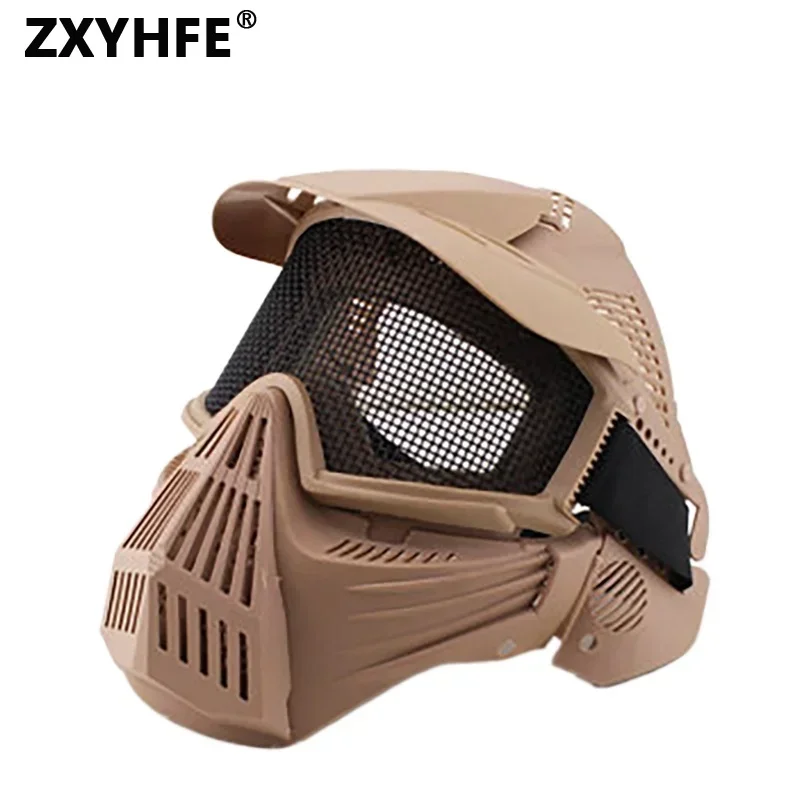 ZXYHFE Tactical Full Face Steel Mesh Mask Safety CS Wargame Protective Outdoor Airsoft Equipment Shooting Paintball Accesories