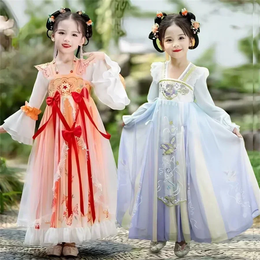 

Vestido Hanfu chino para niñas, disfraz de Hada de manga larga para Cosplay, baile de verano