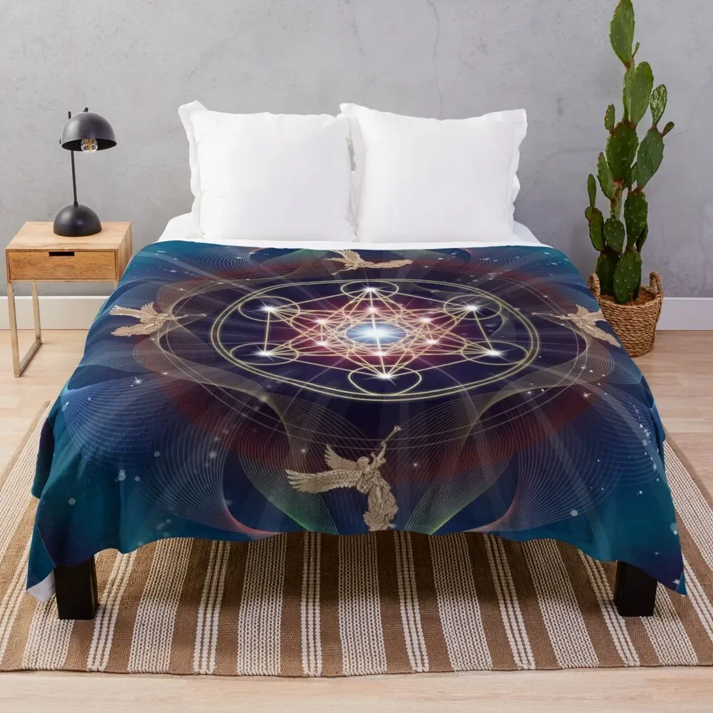 Metatron's Cube - Merkabah - Peace and Balance Throw Blanket Beach For Baby Blankets