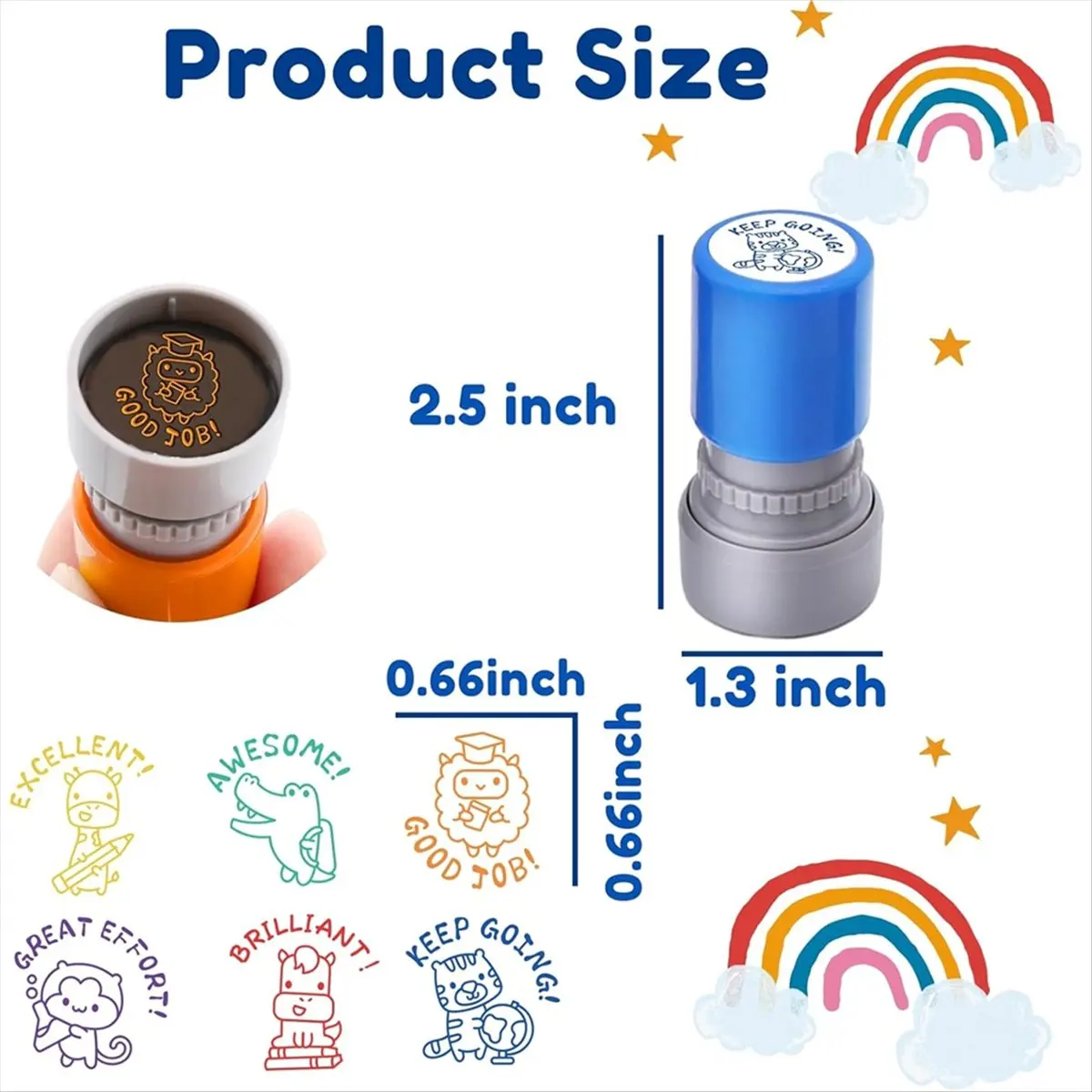 STOCK-6-Piece Teacher Stamps - 6 Colorful Animal Grading for Classroom Teacher Stamps for Grading Inking Stamp Behavior Stamps