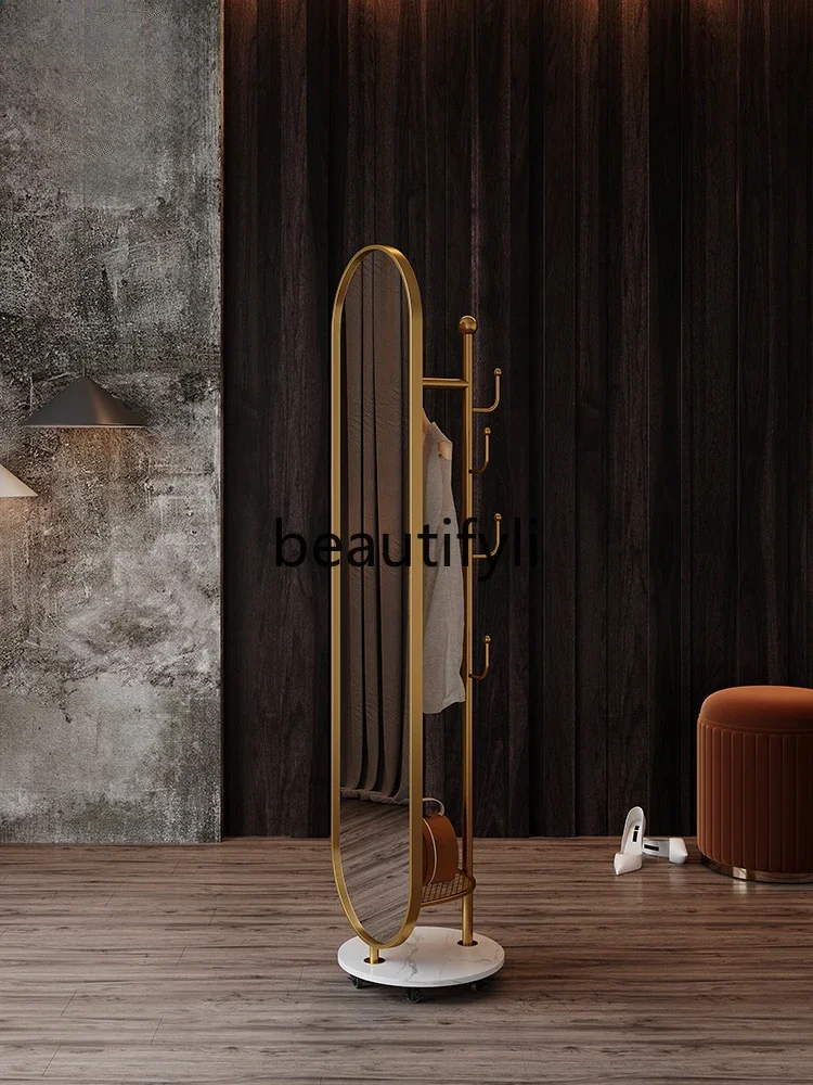 Luxury full body mirror full-length mirror rotating floor mirror bedroom light luxury stereo  household