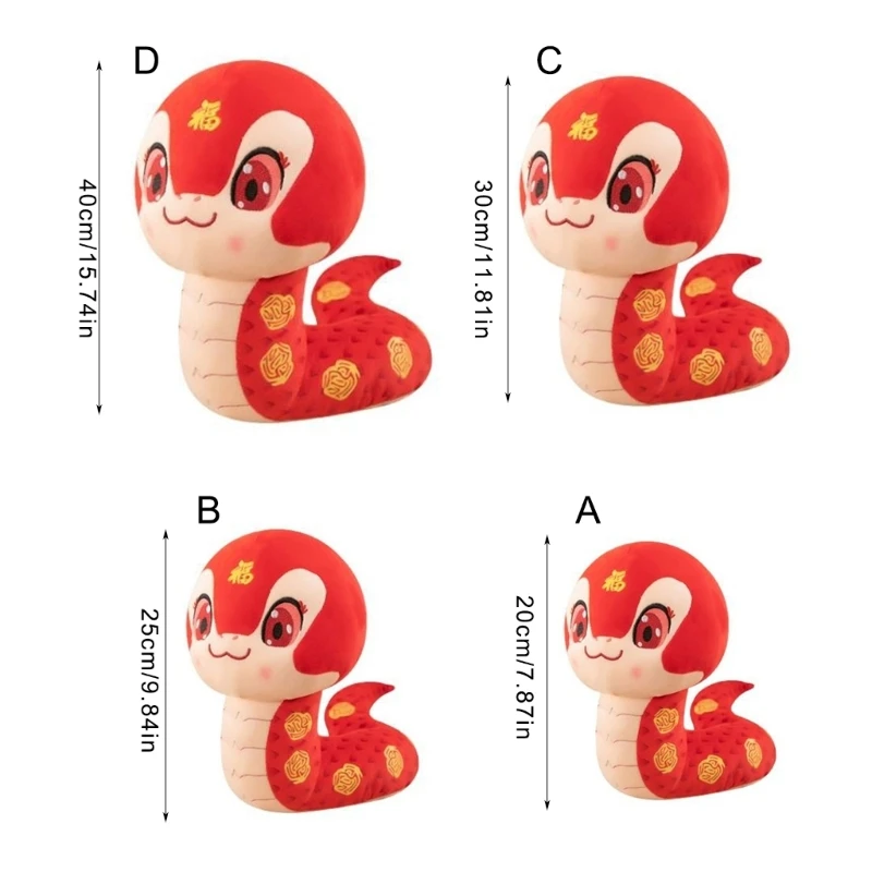 F19F Portafortuna Peluche Serpente Giocattolo Morbido Peluche per prosperità Fortuna 2025 Anno del Serpente Capodanno cinese