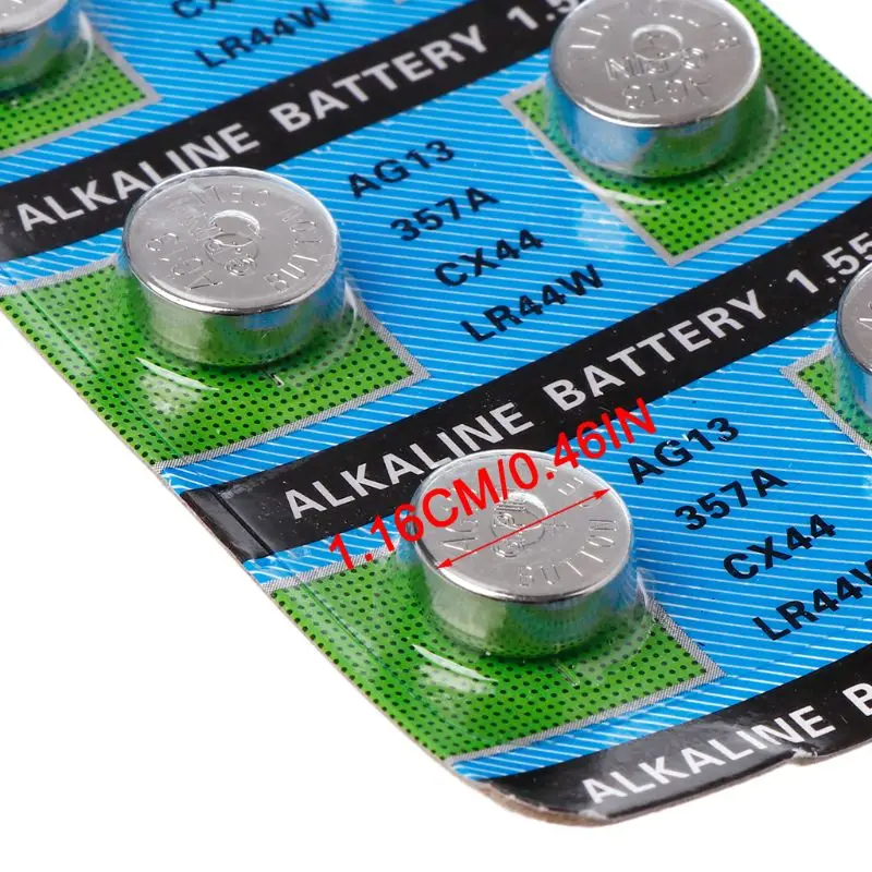 10 Pack/set AG13 Battery A76 LR44 357A S76E  LR44 1.5V Button Coin Cell Batteries Repalcement for Clocks, Watches