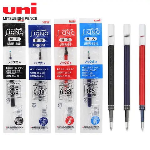 일본 UNI 젤 펜 리필, UMN-138, UMN-105, UMN-155 학교 필기 용품, 0.38mm, 0.5mm, UMR-83, 85N, 6 개