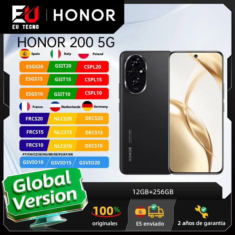Version mondiale HONOR 200 5G Smartphone Snapdragon 7 Gen 3 Android 14 6.7 ''AMOLED affichage 5200mAh batterie t�l�phone