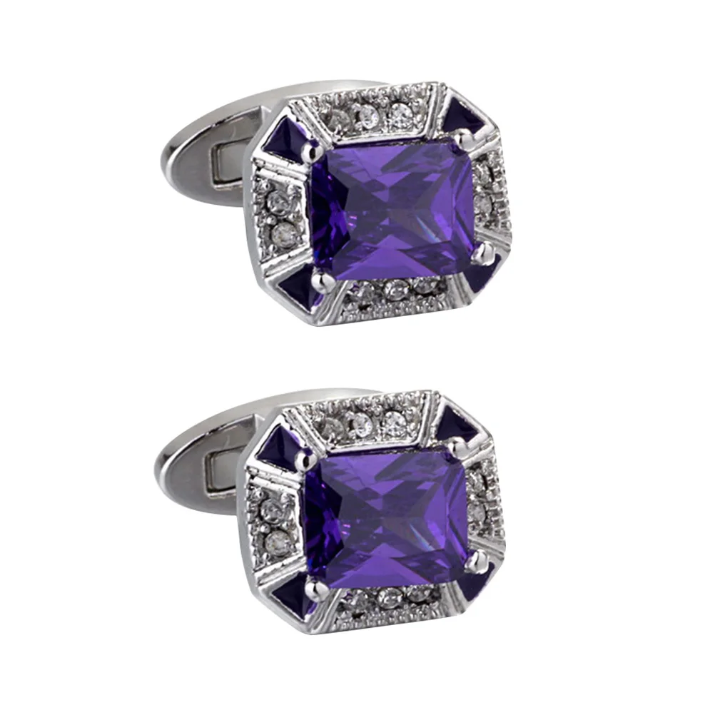 

Zircon French Sleeve Shirts Cufflinks Purple Business Men Women Shirt Cuff Buttons Alloy Cufflinks Everyday Jewelry Special