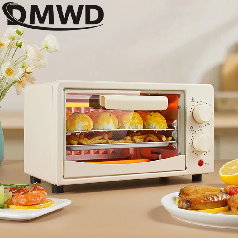 DMWD 220V Electric Oven Multifunction Baking Machine Intelligent Timing Small Roaster Bread Pizza Dried Fruit Baking Machine 15L