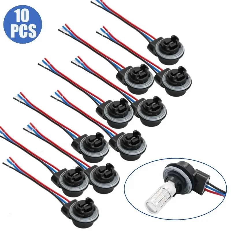 10Pcs/Lot T25 3157 P27W Socket Car Lamp Light Adapter Extension Connector Plug Bulb Holder Taillight Socket LED Socket Connector