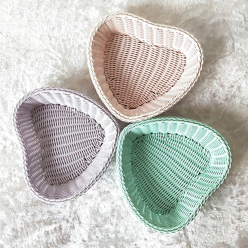 Love Heart Shape Basket Desktop Sweet Color Basket Photo Props For Home Storage Decoration Basket Nordic Storage Fruit Basket