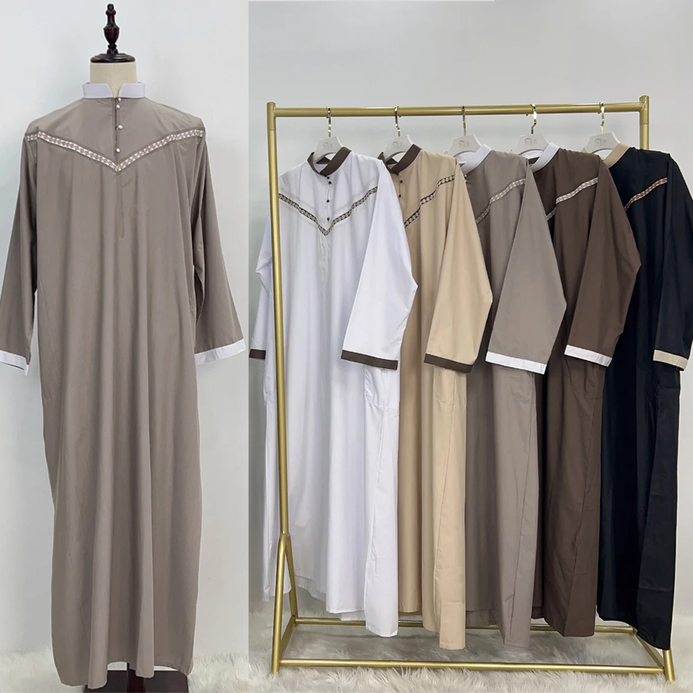 Ramadán musulmán hombres bata Jubba Thobe Eid Djellaba Arabia Saudita vestido Dubai Abaya Turquía Kaftan ropa islámica Daffah Dishdasha