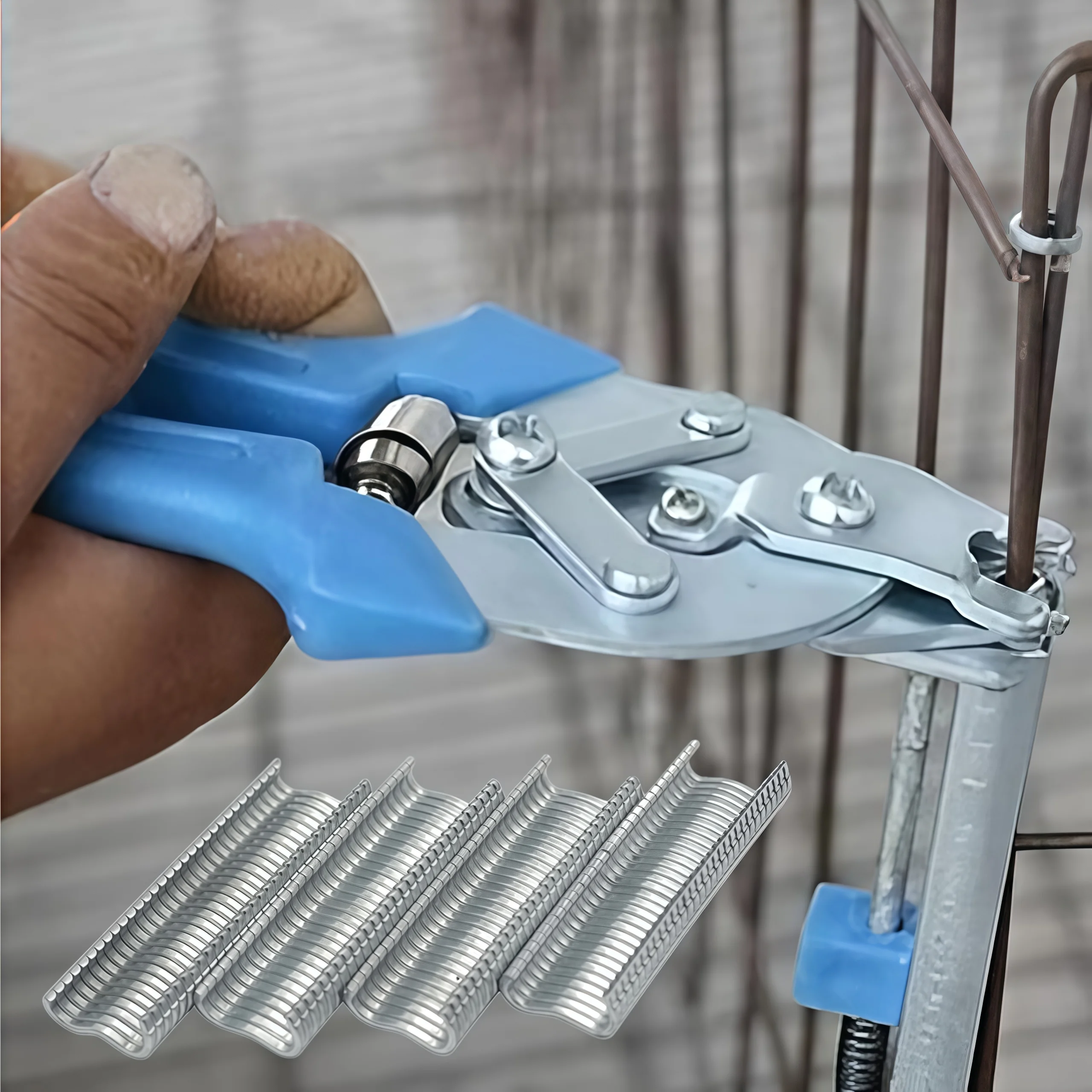 ชุดคีมหนีบลวดพร้อมคลิปแบบ M จำนวน 600 ชิ้น สำหรับซ่อมรั้ว กรงสัตว์ ชุดเครื่องมือหนีบเบาะและราวลวด