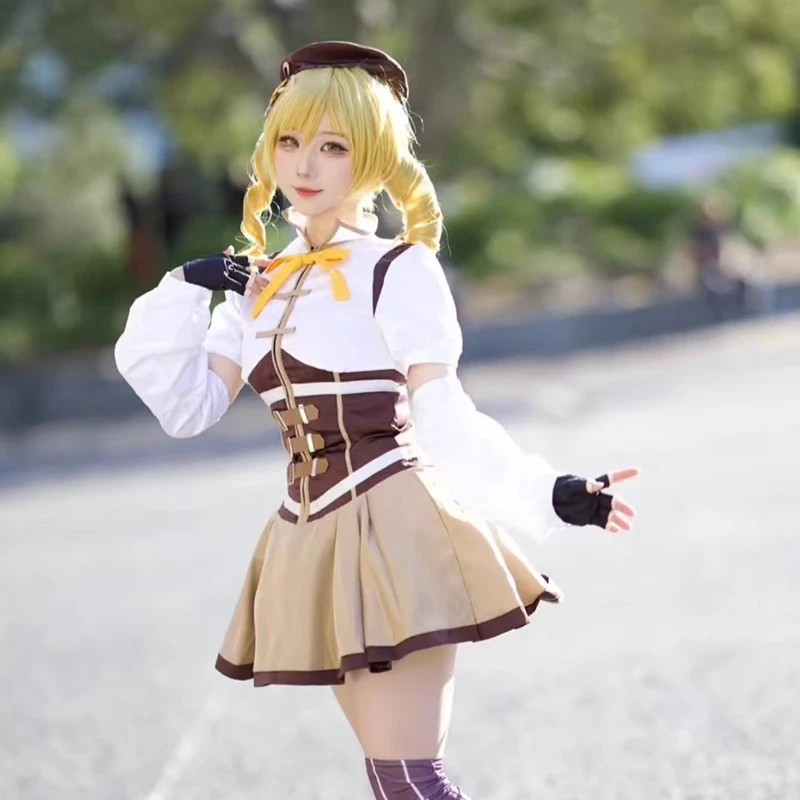 

Puella Magi Madoka Magica Tomoe Mami Cosplay Costume Battle Suit Anime Halloween Christmas Fancy Party Outfits Lovely Dress