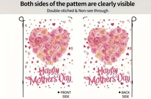 Happy Mother's Day Rose Heart Flowers ~  Garden Flag ~ 12