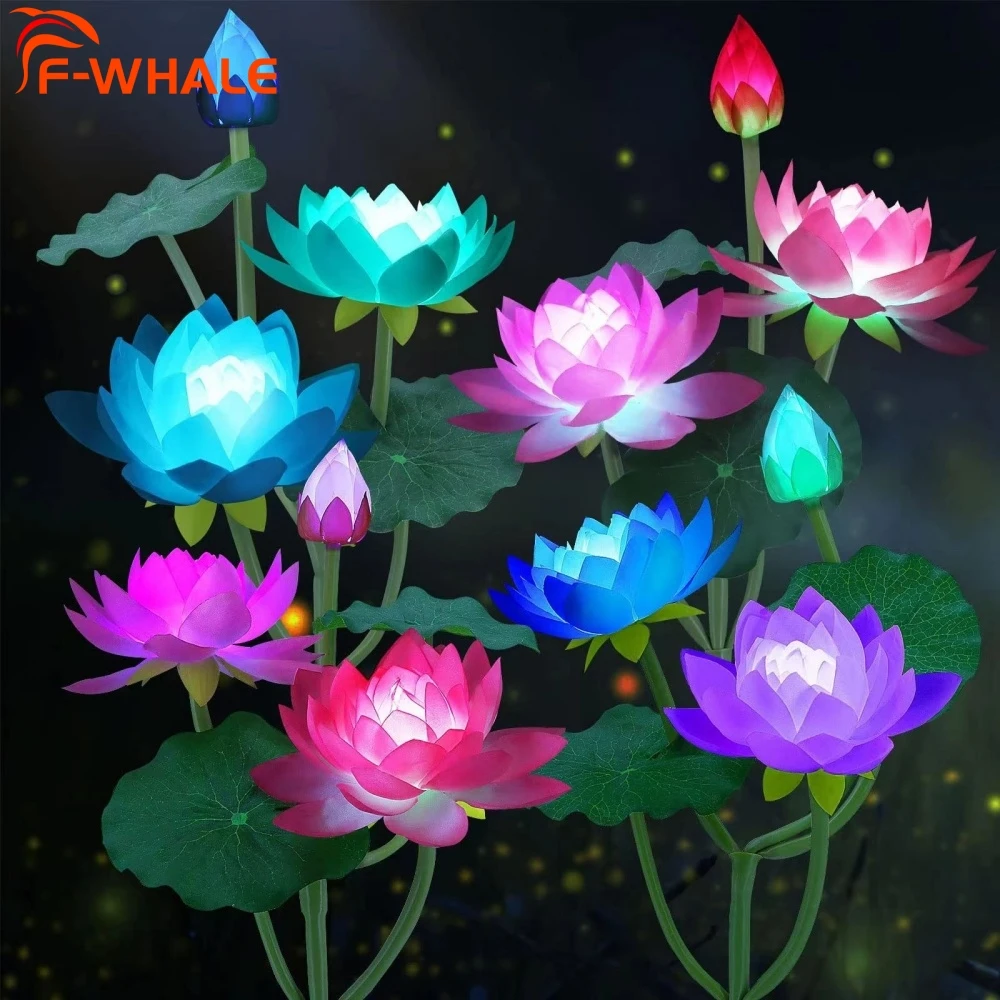 Solar LED Lotus Lawn Lamp 3 Heads Pink White Flower Solar Powered For House Outdoor IP65 Waterproof Patio Garden Yard Decoration